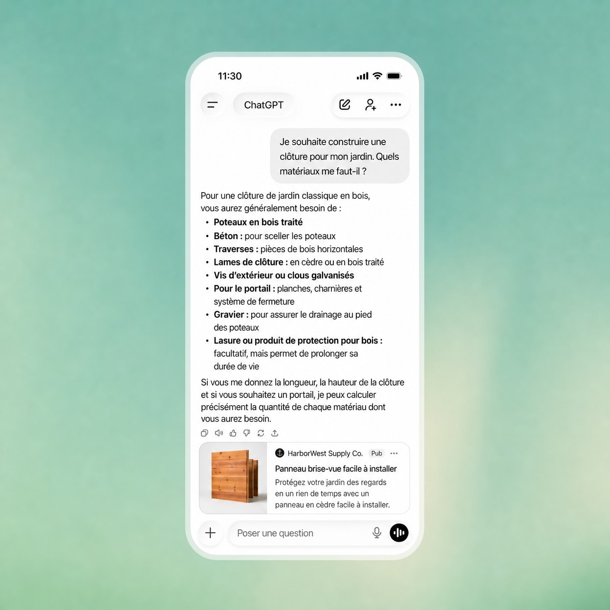 Exemple de ciblage publicité sur ChatGPT avec OpenAI Ads.